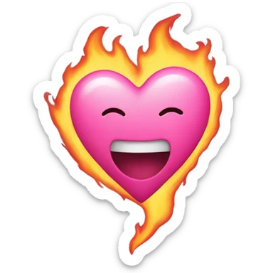 pink heart with fire sticker