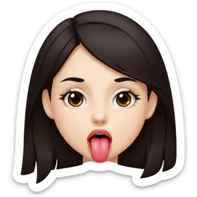 Girl dark hair sticking tongue out  sticker