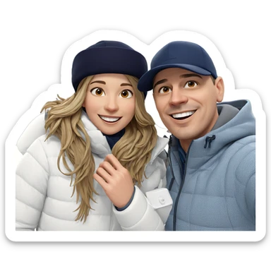 smiling couple in winter attire sticker