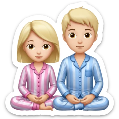 Boy and girl in pajamas  sticker