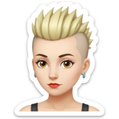 White woman with short hair mohawk style sticker