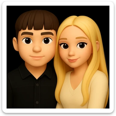 Make the skin color of the boy the same as the girl next to him, preserving the 3d-emoji style and keeping everything else unchanged. sticker