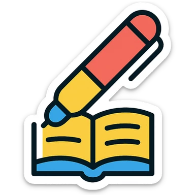 colored reading pen icon sticker