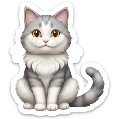 grey and white cat doing a big long stretch reaching up into the air with arms and legs side by side together sticker