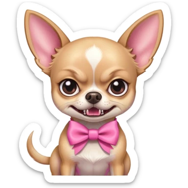 Angry girly chihuahua face with bow growling sticker