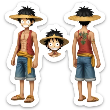 Luffy avec un tatouages  sticker