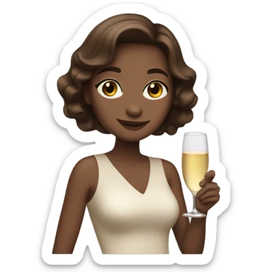 Girl with brown hair and brown eyes drink champagne  sticker