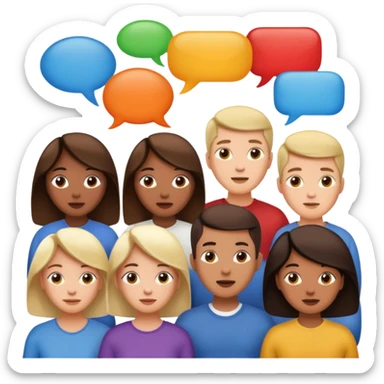 lots of people communicating with each other with speech bubbles sticker