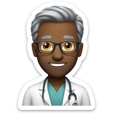 African-American man-doctor- short-gray-hair, faded haircut-glasses-five o’clock-shadow-short-gray-beard-smiling  sticker