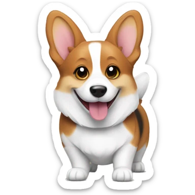 Tri color corgi with a smile sticker
