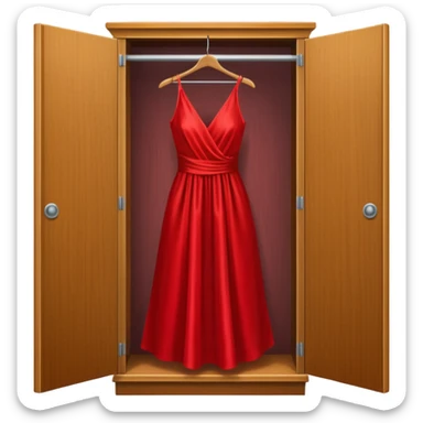 open wardrobe with dress hanging inside sticker