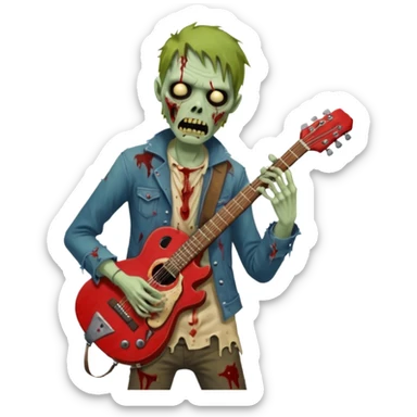 zombie guitarist sticker