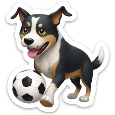Perro jugando fútbol sticker