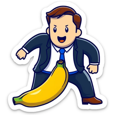 JD Vance slipping on a banana peel sticker