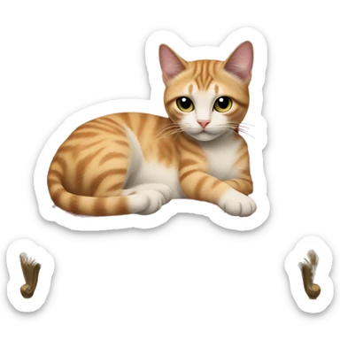 cat laying on vintage red sofa holding a fancy cocktail in its paw sticker