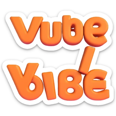 simple, clean, 3D text image with the word 'vibe' centered, no emoji or face, transparent background sticker