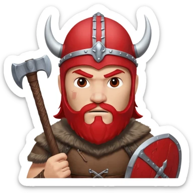 Viking avec une hache et un casque rouge et où on voit pas ses yeux  sticker
