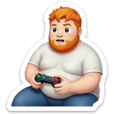 Fat Ginger guy playing video games  sticker