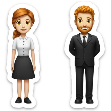 a ginger waiter and a brown haired girl psychologist sticker