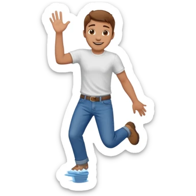apple style emoji of a man splashing into a puddle sticker