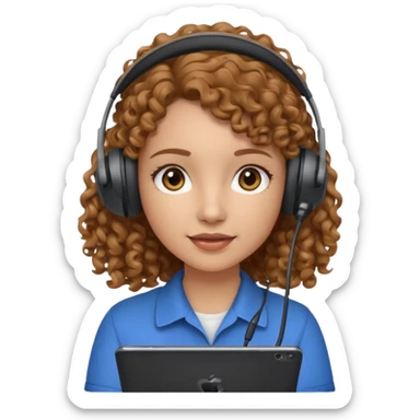 girl videomaker with light brown curly hair  sticker