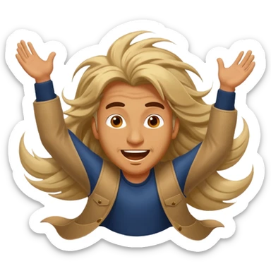 bungee jumping man face only with flying long hair sticker