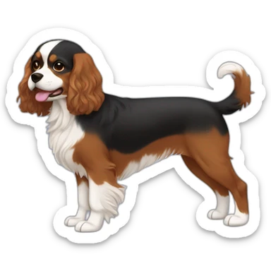 brown-haierd-woman-walking-tricolor-cavalier-dog sticker
