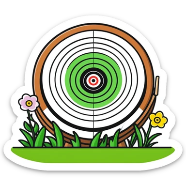 Archery target with green grass and spring flowers sticker