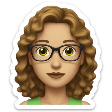 woman-with-wavy-brown-hair-square-glasses-green-eyes sticker