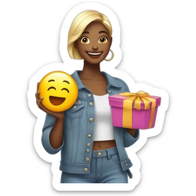 influencer promoting a bright purchase in her arms sticker