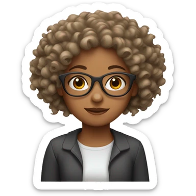 A Girl with Curly Hair and glasses sticker
