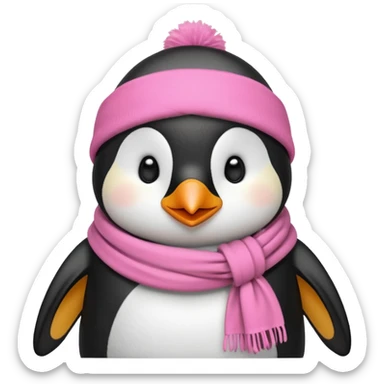 penguin with pink scarf  sticker