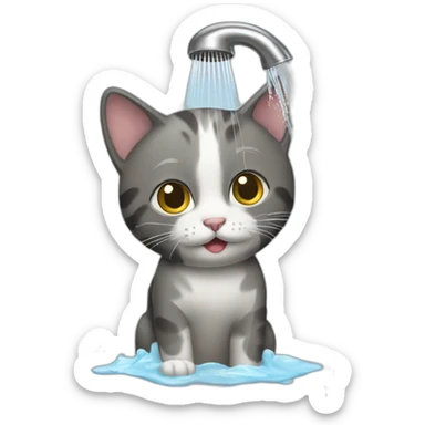 cat-taking-a-shower sticker