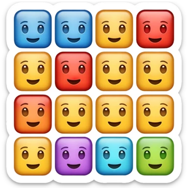 uzun bir emoji olsun böyle 8 tane emoji yan yana olsun kare kare yan yana olsu hepsi sticker