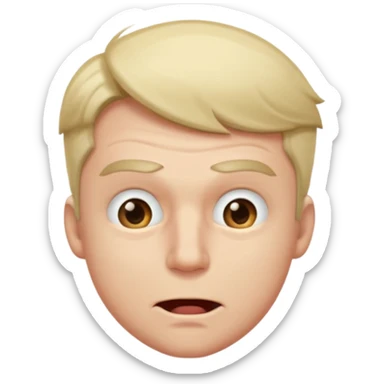 A male squinting his eyes hard but the mouth is blowing out sticker