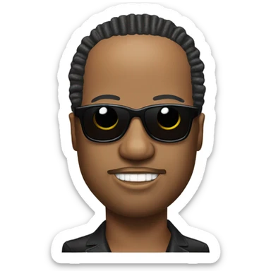 Stevie wonder with receding hairline, dreadlocks, and dark sunglasses sticker