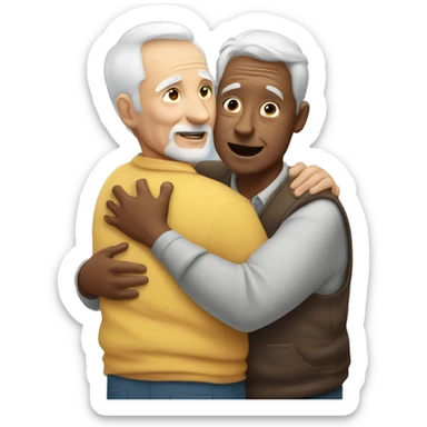Grandfather huggings with a boy sticker