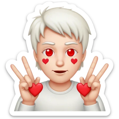 Whoozy face with 2 middle fingers and red hearts instead of eyesd sticker