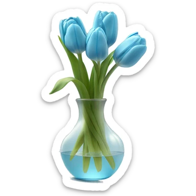 Baby blue tulips in glass vase  sticker