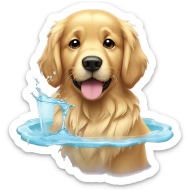 golden retriever tomando agua de coco  sticker