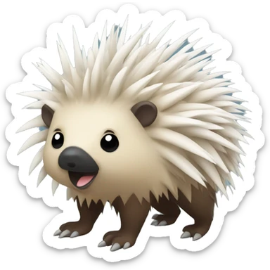 Brazilian porcupine with white pricks all over its face and body sticker