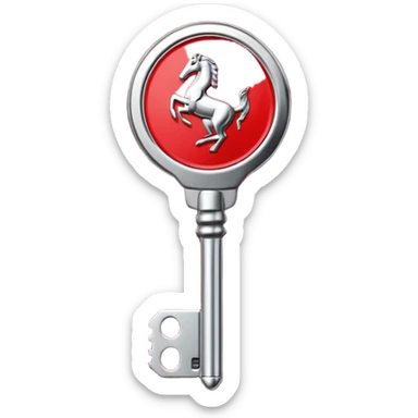 red Ferrari key with a red background sticker