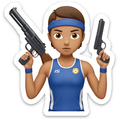 athlete with gun shooting, in olymoics sticker