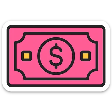 pink money icon, simple, clear, modern, no text sticker