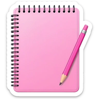 A pink notebook with pink pencil or page pencil ￼ sticker