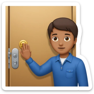 Someone locking a door sticker