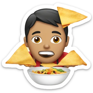Asian eating nachos sticker