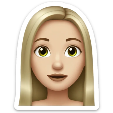 white girl with brown long hair, big green eyes, full lips sticker