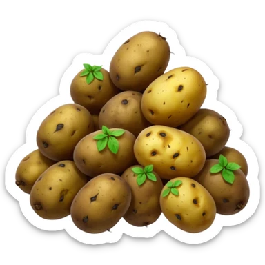 Normal sized emoji of rotting potatoes with mold based on these: 🍠🥔 please make realistix sticker