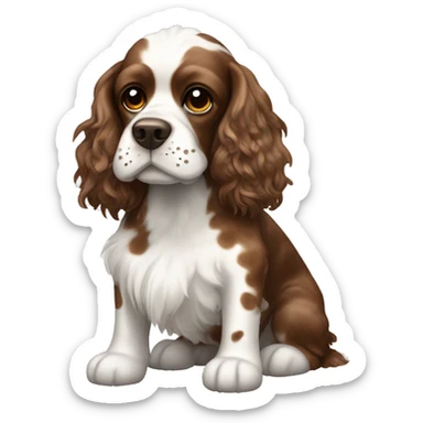 Cocker spaniel with brown and white spots and a Mohawk  sticker